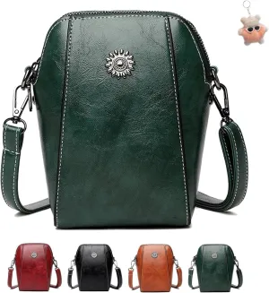 Elmyse Crossbody Bag Leather,Retro All-Match Vertical Cellphone Bag,Mini Shoulder cell phone Crossbody Bag for Women
