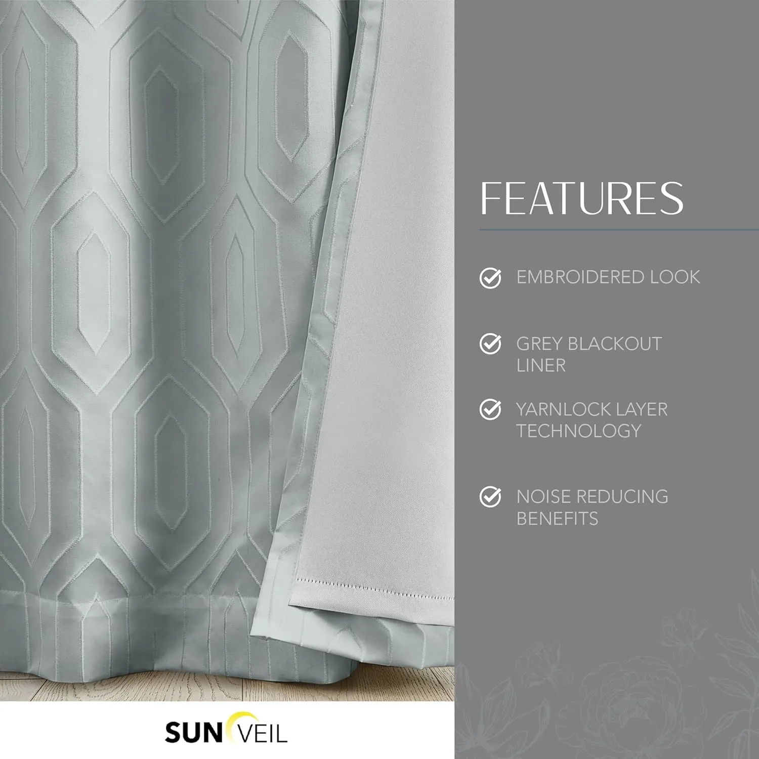 Elrene Home Fashions Sunveil Huxley Geometric Blackout Window Curtain Panel, 52X95, River Blue