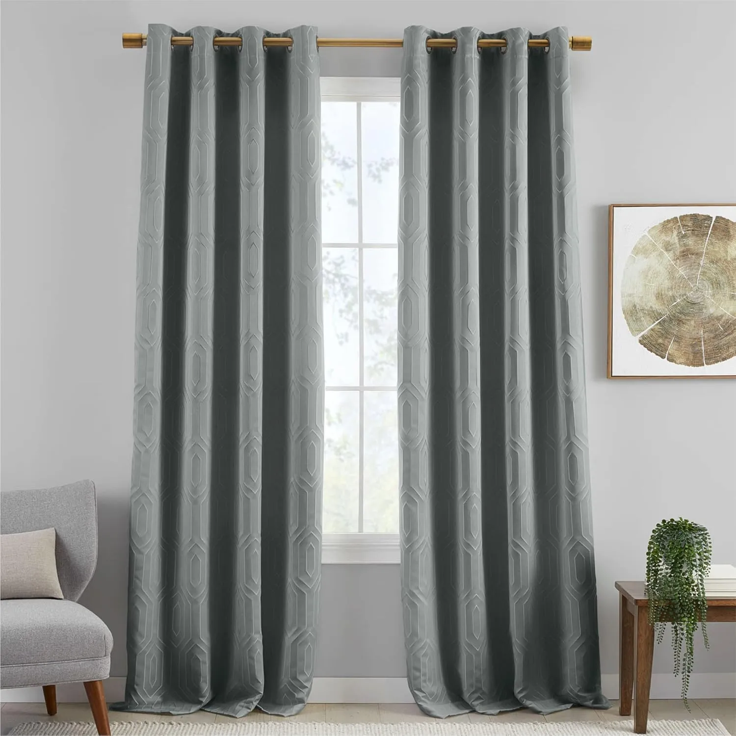 Elrene Home Fashions Sunveil Huxley Geometric Blackout Window Curtain Panel, 52X95, River Blue
