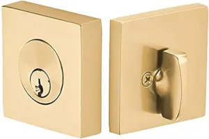 Emtek Hardware Deadbolt, Single Cylinder, Square, Solid Brass, Modern Style, C-Keyway, Model: 8469, Color: Satin Brass (US4)