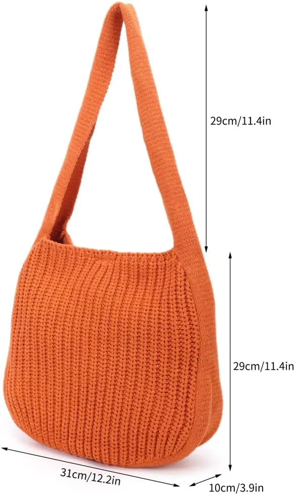 ENBEI Women's Crochet Tote Bag Knit Shoulder bag,Aesthetic Bag,Cute Eco-Friendly Tote for Travel,Daily Use,Gift Box Packaging