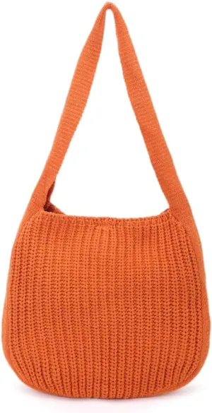 ENBEI Women's Crochet Tote Bag Knit Shoulder bag,Aesthetic Bag,Cute Eco-Friendly Tote for Travel,Daily Use,Gift Box Packaging