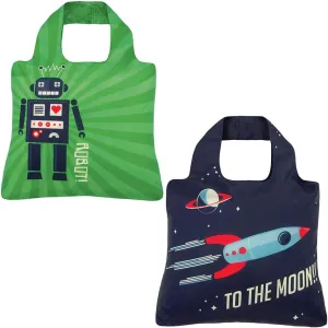 Envirosax Reusable Grocery Bags- Set of 2 Out of Space, Foldable Quality Eco Shopping Tote Bags