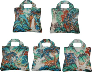 Envirosax Reusable Grocery Bags, Set of 5, Multicolored Ink Landscape Design, CS Series for Shopping Travelling