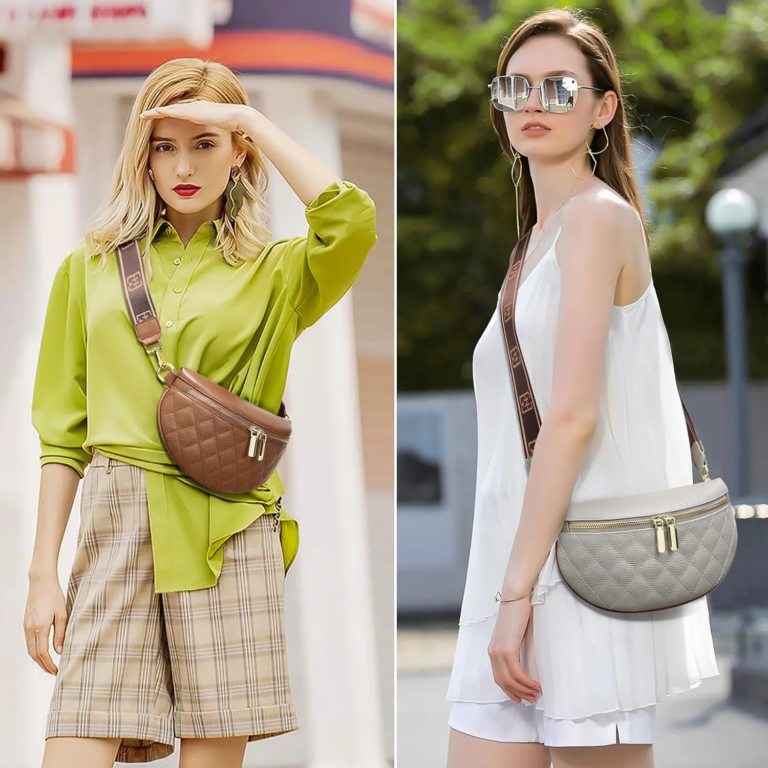 Eslcorri Small Crossbody Sling Bag for Women Trendy - Fanny Packs Leather Chest Belt Bum Bag Anti Theft Purse for Travel