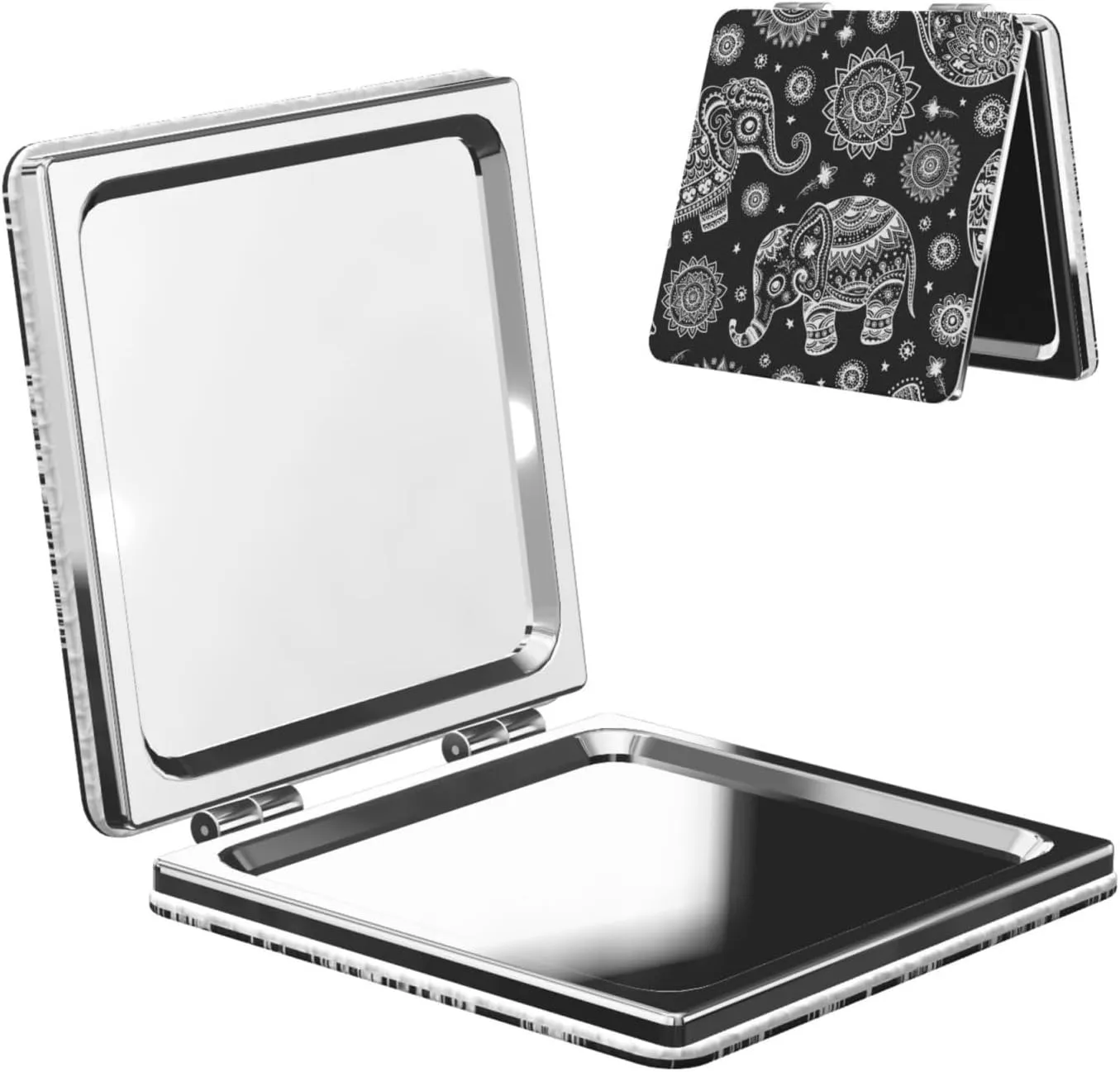 Ethnic Indian Tribal Elephant Women Mini Cosmetic Mirror Folding Portable Pocket Makeup Mirror
