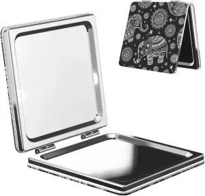 Ethnic Indian Tribal Elephant Women Mini Cosmetic Mirror Folding Portable Pocket Makeup Mirror