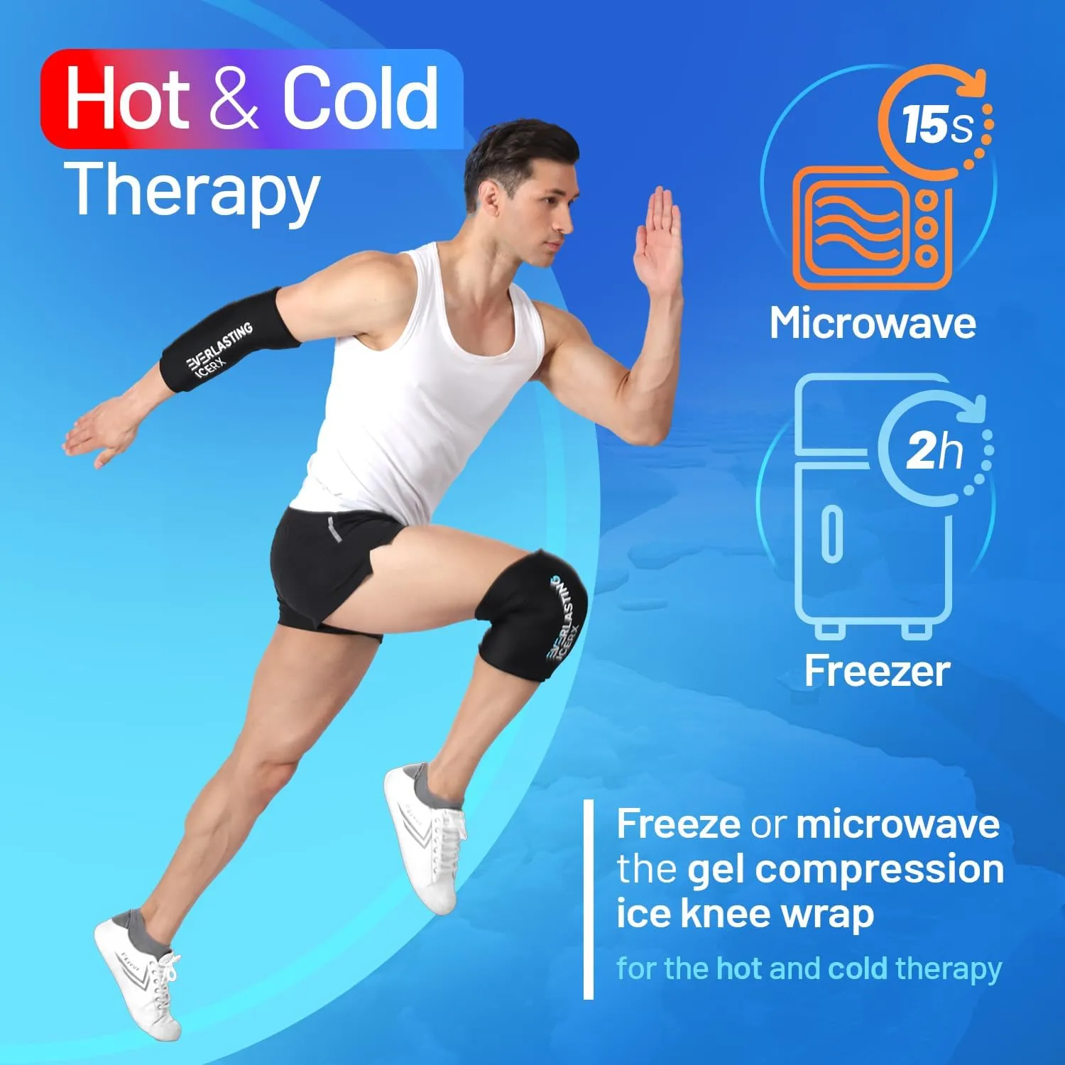 EverlastingIce Knee Ice Pack Wrap Compression Sleeve for Injuries | Hot & Cold Therapy Ice Pack for Knee, 360° Coverage | Reusable for Knee, Elbow, Ankle, Wrist - Small
