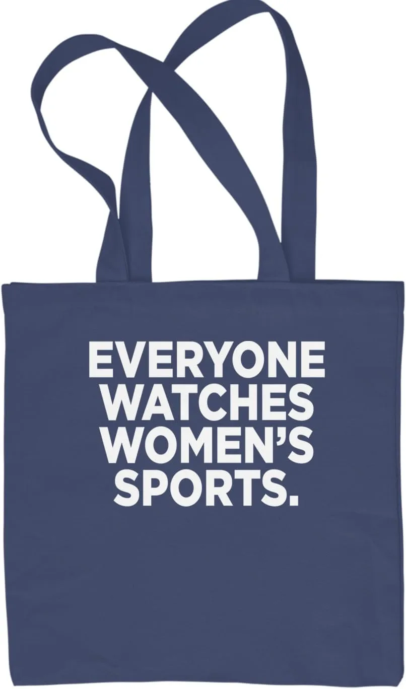 Everyone Watches Women's Sports Reusable Shopping Tote Bag, Durable Cotton Canvas, Eco-Friendly and Spacious