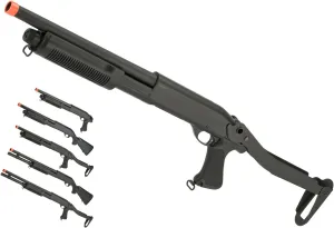 Evike Airsoft - CYMA Standard M8.70 3-Round Bu.RST Multi-S.hot Sh.ell Loading Airsoft Sh.otgu.n (Model: Folding St.ock CQB) - (PID: 63536)