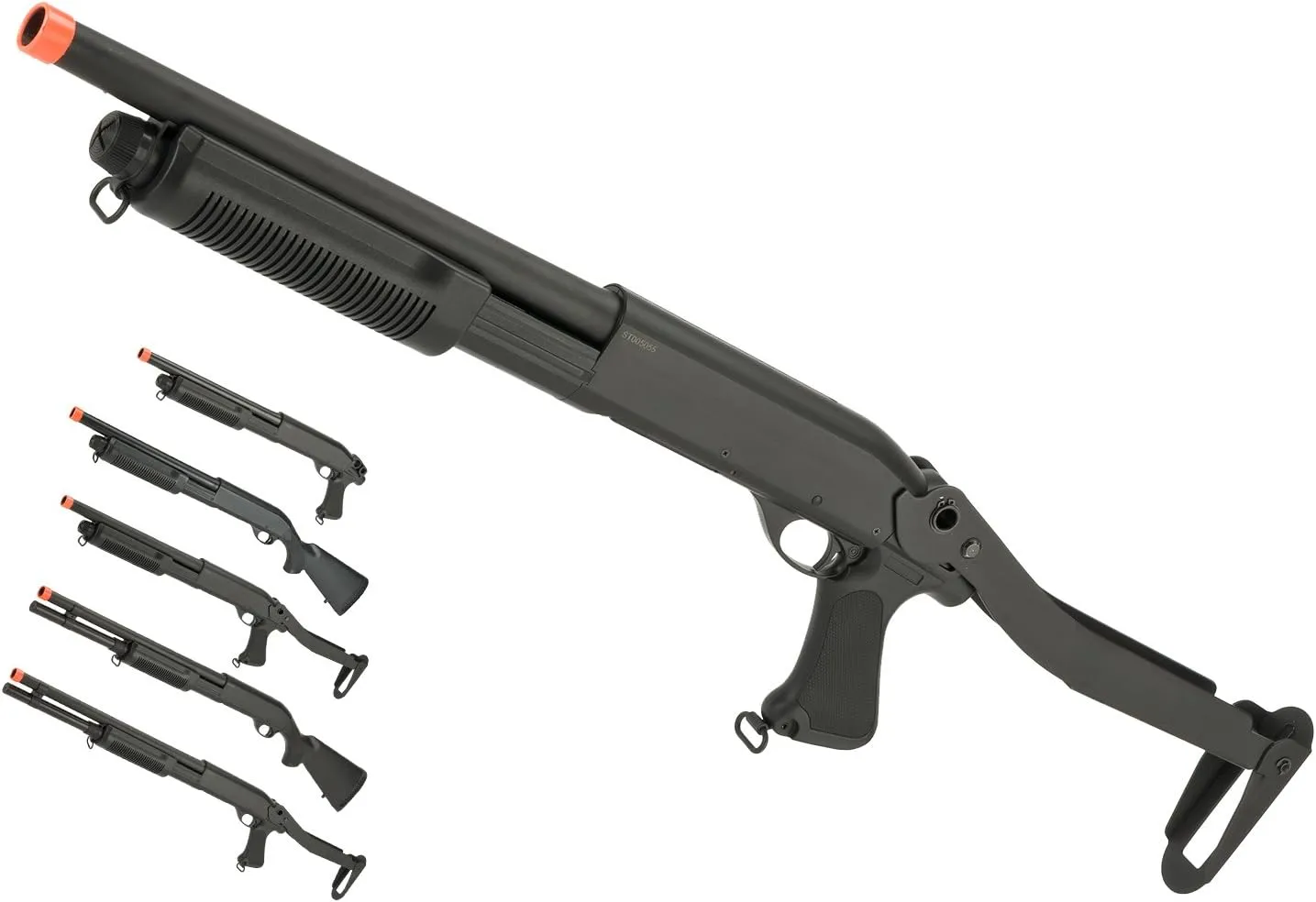 Evike Airsoft - CYMA Standard M8.70 3-Round Bu.RST Multi-S.hot Sh.ell Loading Airsoft Sh.otgu.n (Model: Folding St.ock CQB) - (PID: 63536)