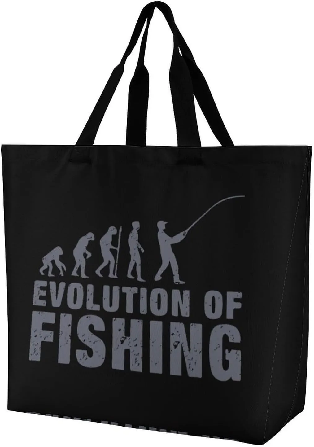Evolution Fishing Reusable Grocery Bag Foldable Shopping Bags Tote Bags Shoulder Bag for Work Travel 40x40x16cm