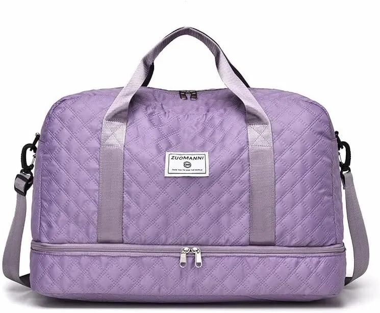 Expandable Travel Duffel Bag with Wet & Dry Separation - Lightweight Foldable Gym Bag for Men & Women, Multi-Color Sports Tote for Travel, Gym, and Weekend Trips (purple)