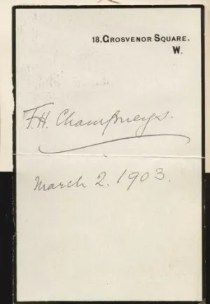F. H. Champneys - Signature 03/02/1903