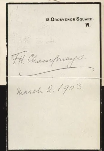 F. H. Champneys - Signature 03/02/1903