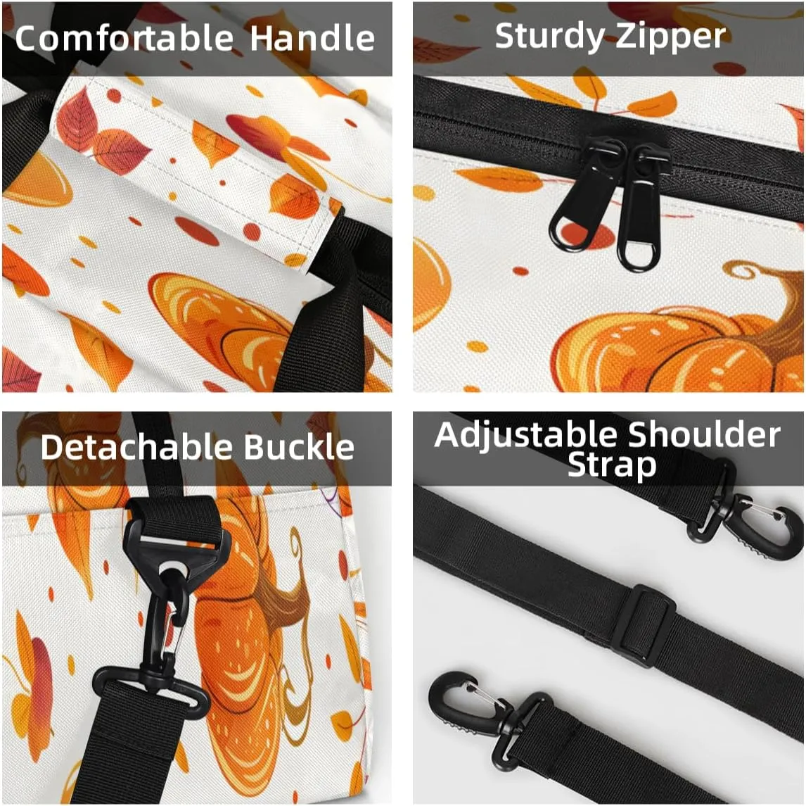 Fall Pumpkin Mini Gym Bag 18 inch for Women Men Waterproof Custom Autumn Leaves Travel Duffel Bag Carry On Overnight Tote Nurse Bag for Work Fitness Hiking