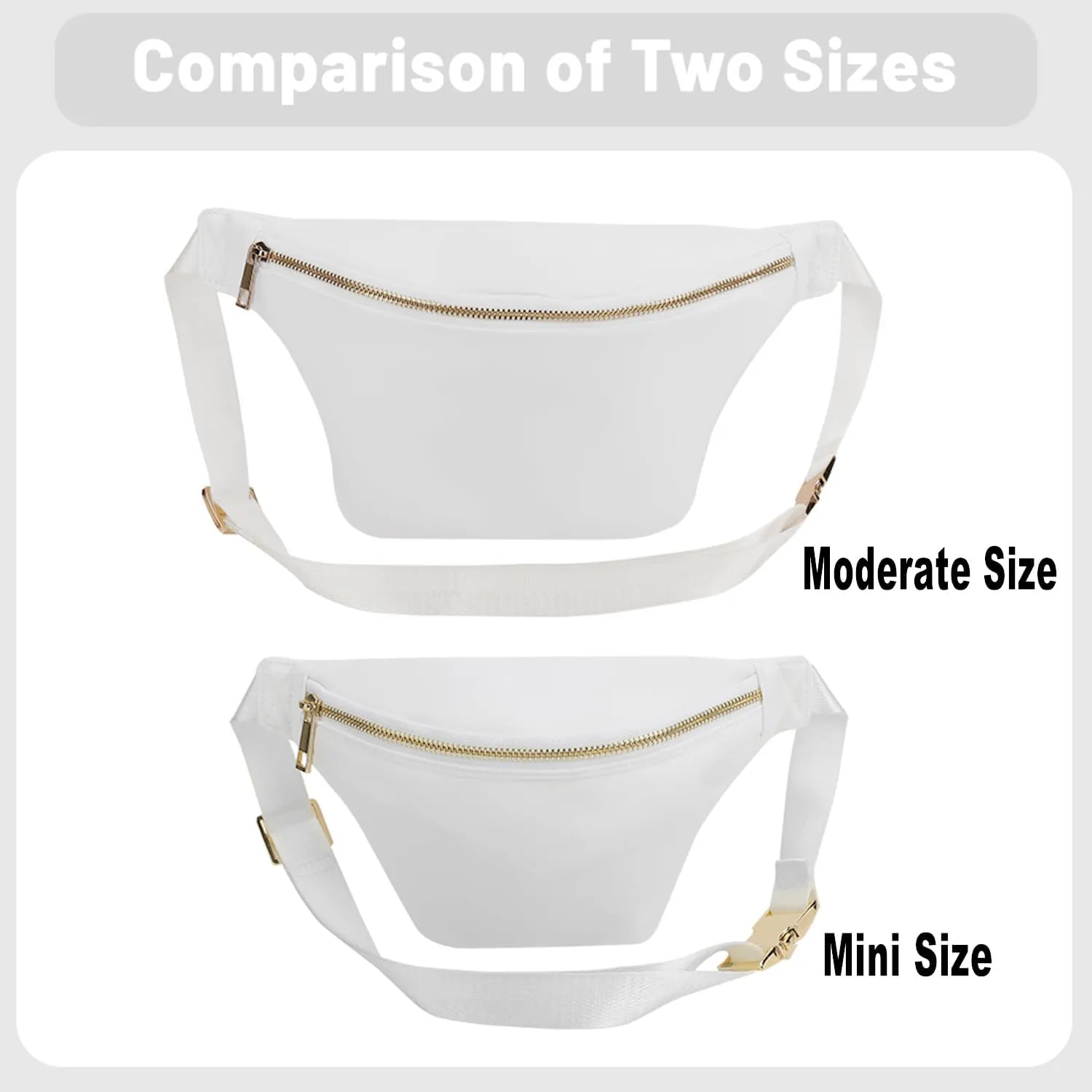 Fanny Pack Bag Women Waist Pack Nylon Crossbody Bag for Women Everywhere Belt Bag for Men (White)
