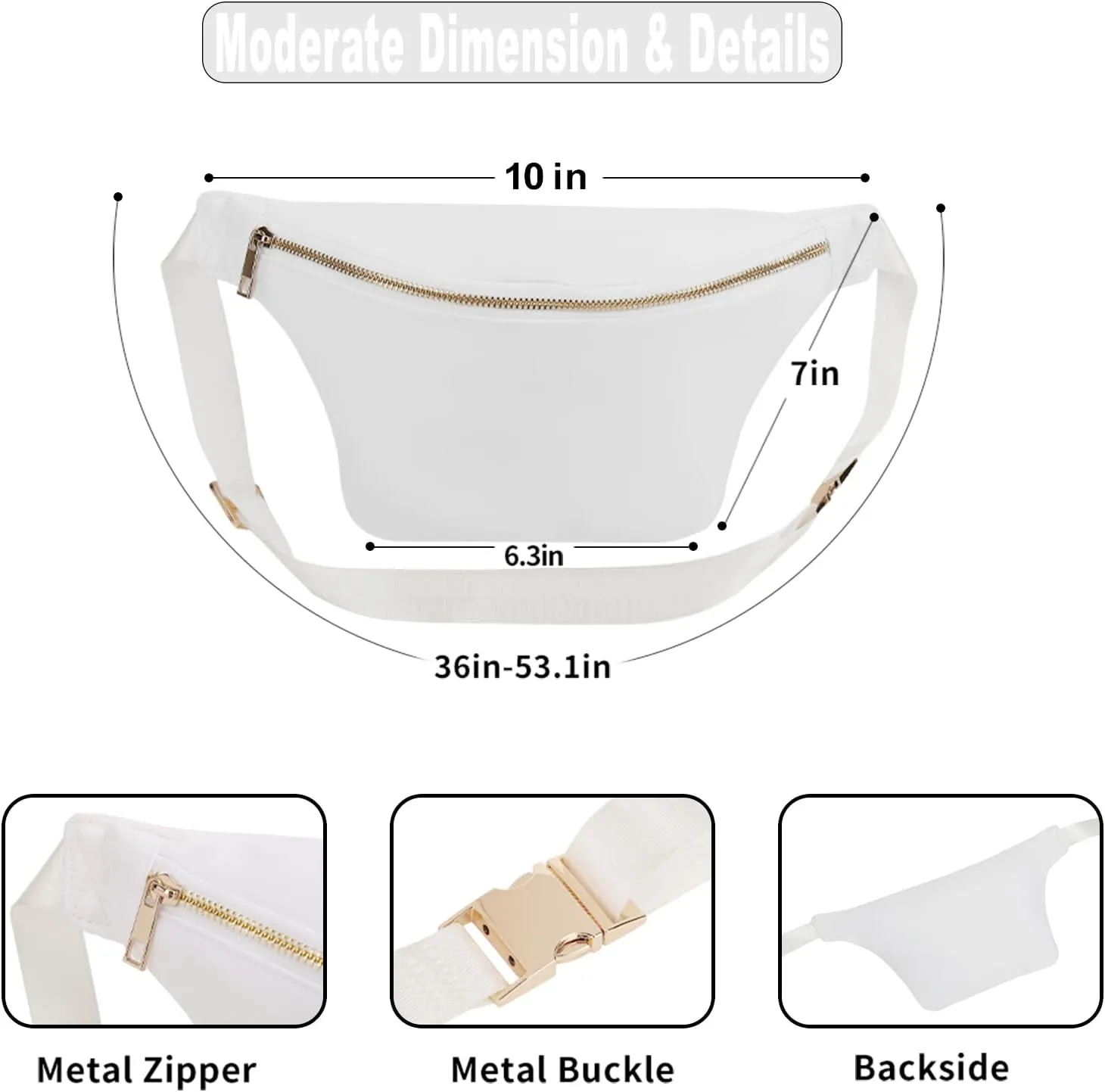 Fanny Pack Bag Women Waist Pack Nylon Crossbody Bag for Women Everywhere Belt Bag for Men (White)