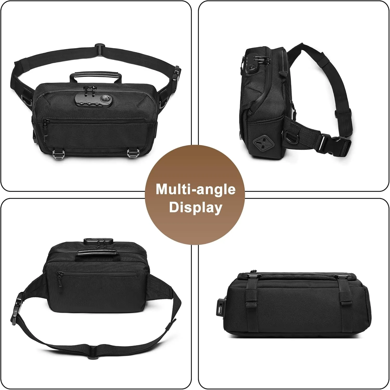 Fanny Pack for Men, Oxford Cloth Shoulder Bag Waist Bag and Hip Bum Bag with USB Charging Port & Anti-Theft (Blue)