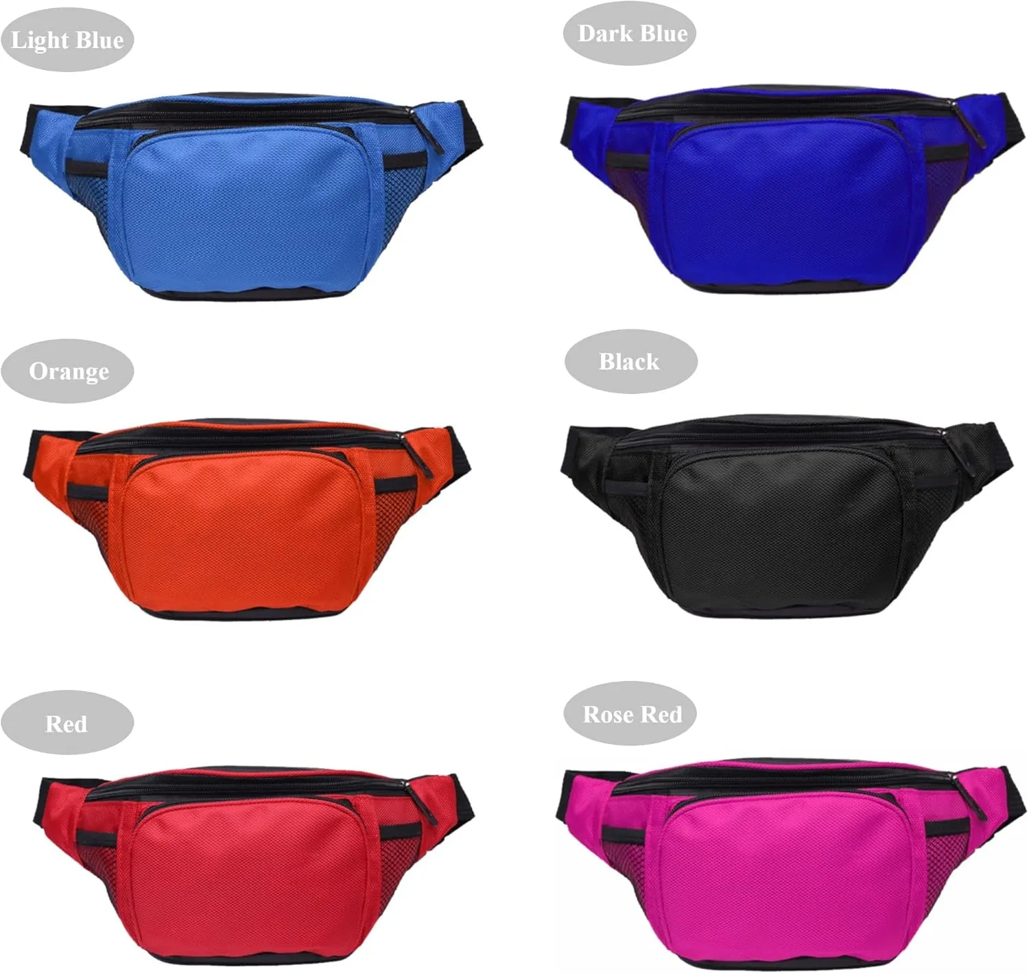 Fanny Pack For Men Women Nylon Zipper Waist Crossbody Waterproof Bag (Red)