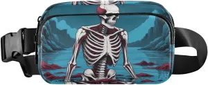 Fanny Pack for Men Women Waterproof Sports Waist Bag Pack Crossbody Belt Bag with Adjustable Strap for Travel Walking Running Hiking Cycling Skeleton Swimmer
