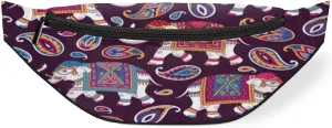 Fanny Pack for Women Men Bohemian Cute Elephant Waist Pack Crossbody Bag with Adjustable Straps for Hiking Running Walking Travel Cycling