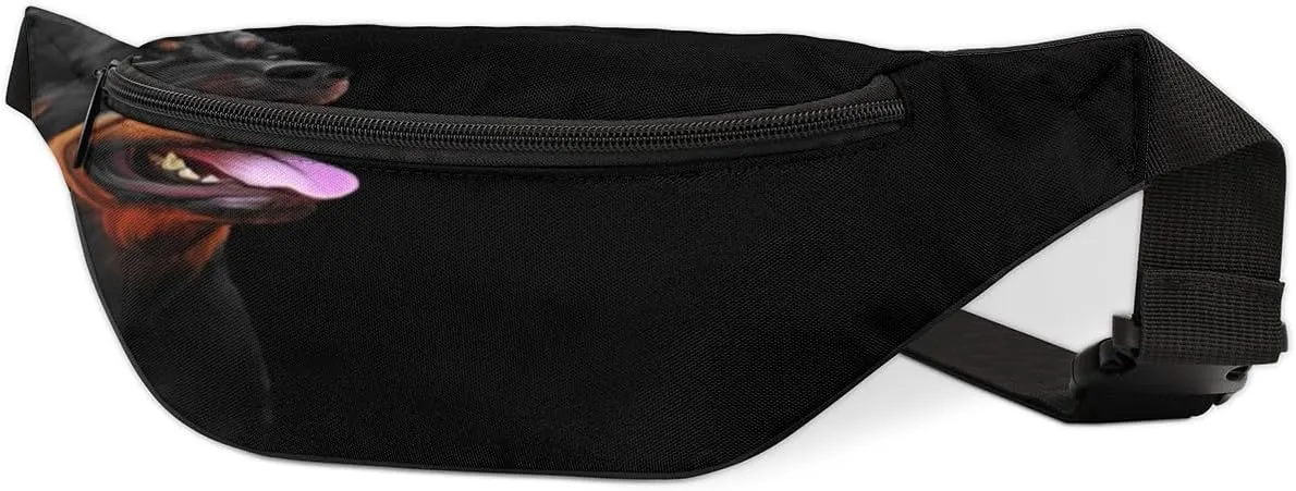 Fanny Pack for Women Men Dog Black Background Waist Pack Crossbody Bag with Adjustable Straps for Hiking Running Walking Travel Cycling