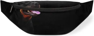 Fanny Pack for Women Men Dog Black Background Waist Pack Crossbody Bag with Adjustable Straps for Hiking Running Walking Travel Cycling