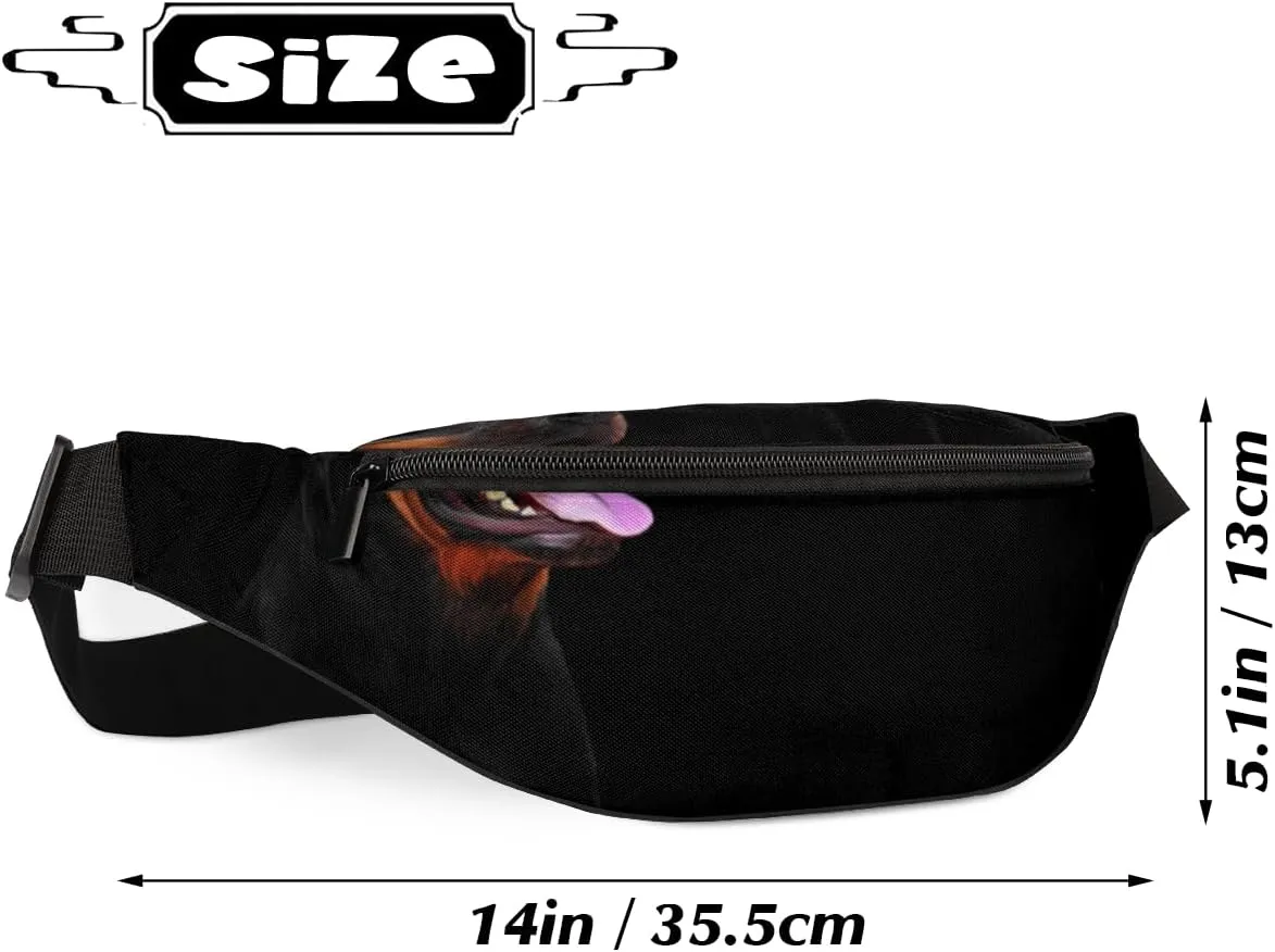 Fanny Pack for Women Men Dog Black Background Waist Pack Crossbody Bag with Adjustable Straps for Hiking Running Walking Travel Cycling