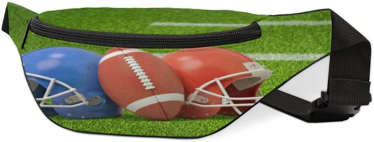 Fanny Pack for Women Men Waist Pack America Football Helmets Crossbody Bag with Adjustable Straps for Hiking Running Walking Travel Cycling