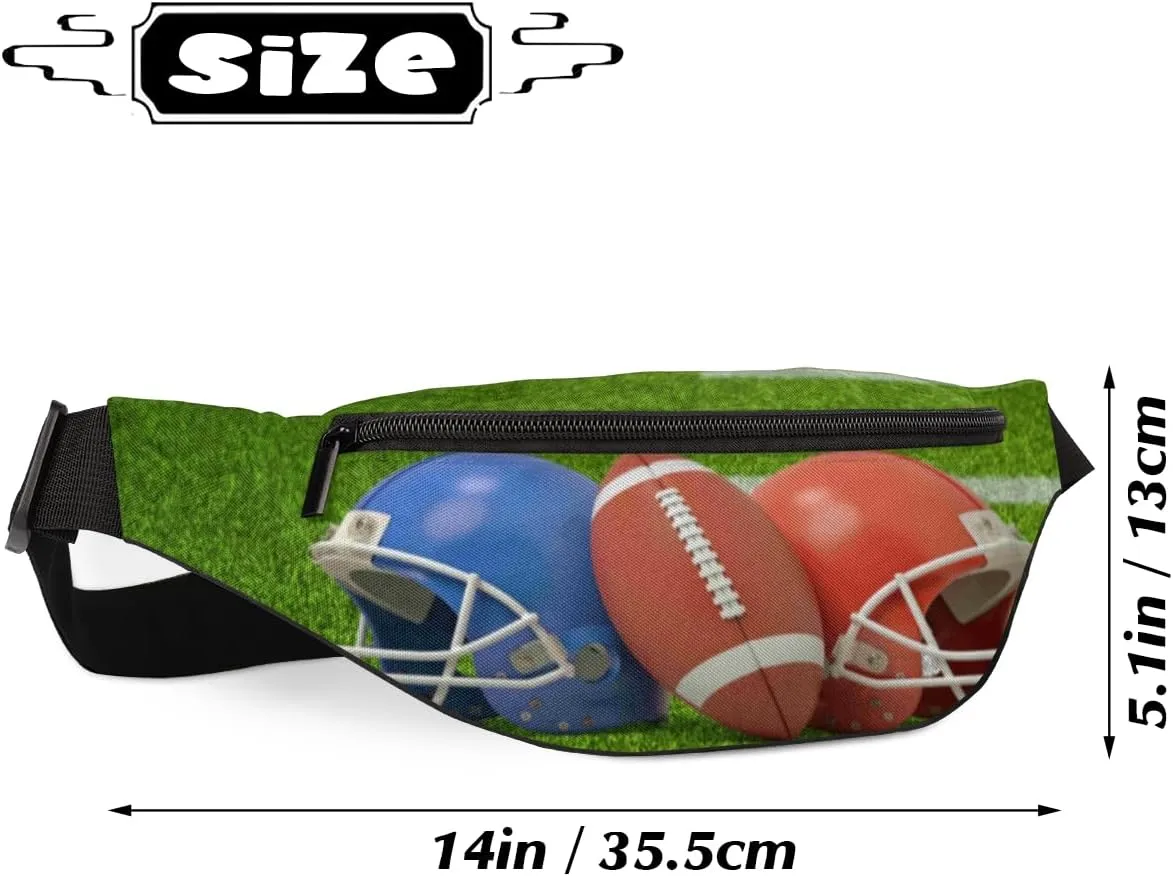 Fanny Pack for Women Men Waist Pack America Football Helmets Crossbody Bag with Adjustable Straps for Hiking Running Walking Travel Cycling