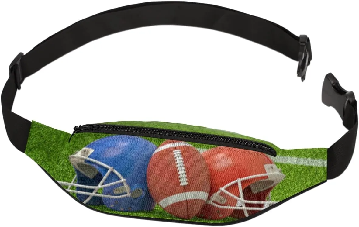 Fanny Pack for Women Men Waist Pack America Football Helmets Crossbody Bag with Adjustable Straps for Hiking Running Walking Travel Cycling