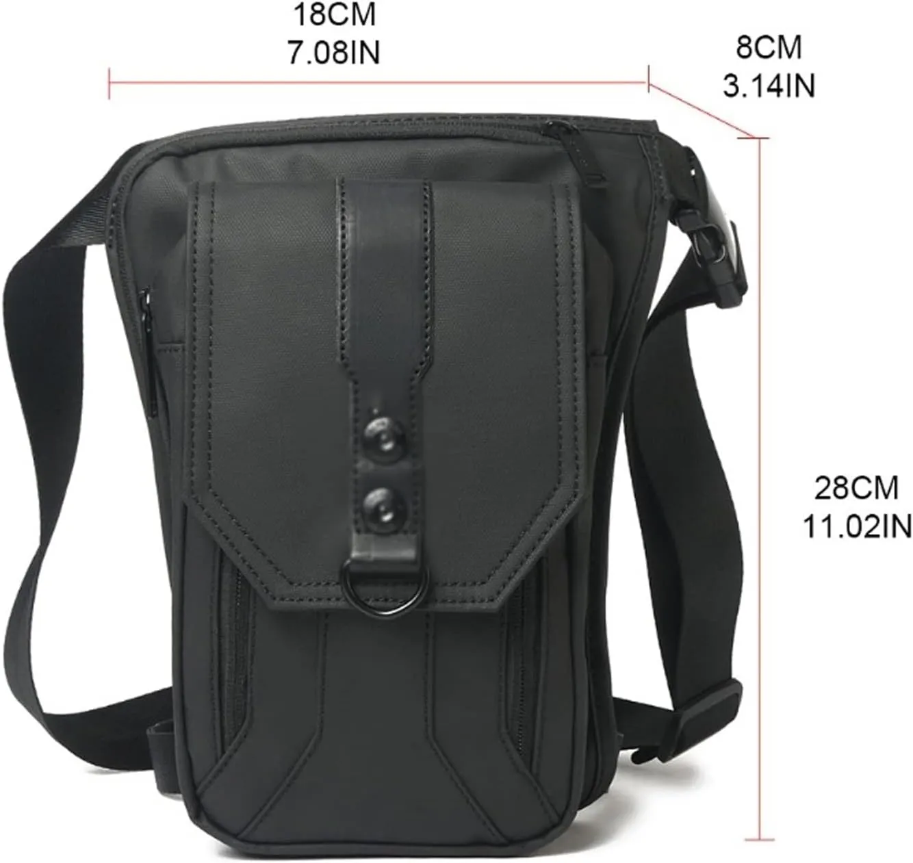 Fanny pack Men's Waist Bag Oxford Waterproof Leg Shoulder Bag Travel Motorcycle Chest Pocket Waist Bag Wallet(Black)