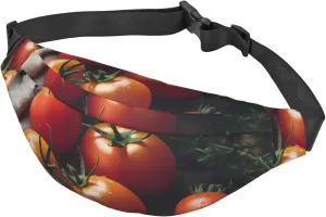 Fanny Pack Tomatoes On Wood Table Waist Pack For Women Men Waterproof Belt Bag With Adjustable Belt Casual Crossbody Bag Travel Waist Bag For Sports Running Cycling