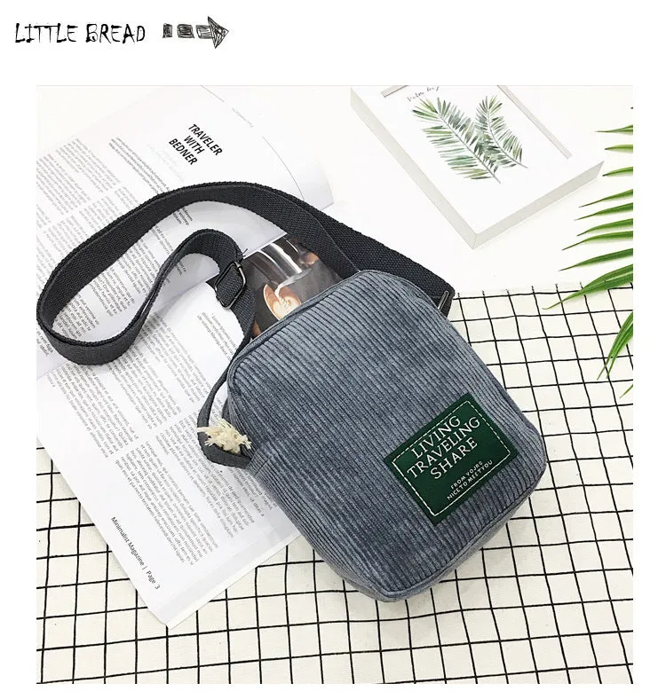 Fashion Stylish Korean Style Simple Corduroy Shoulder Bags