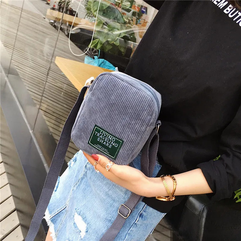 Fashion Stylish Korean Style Simple Corduroy Shoulder Bags