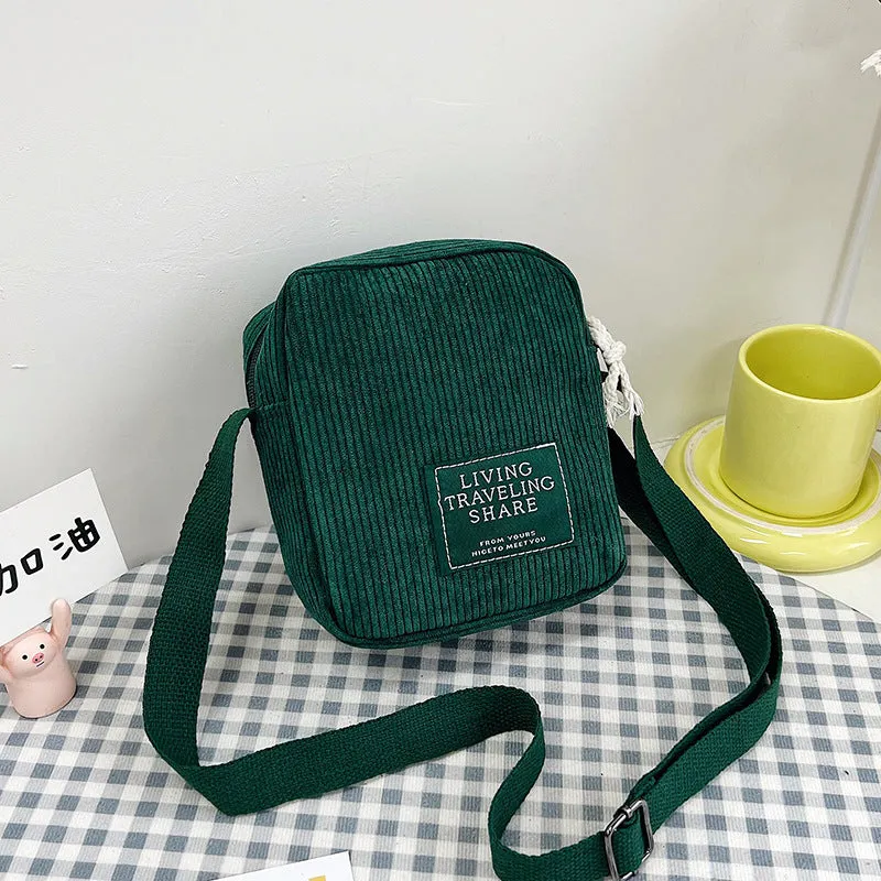 Fashion Stylish Korean Style Simple Corduroy Shoulder Bags