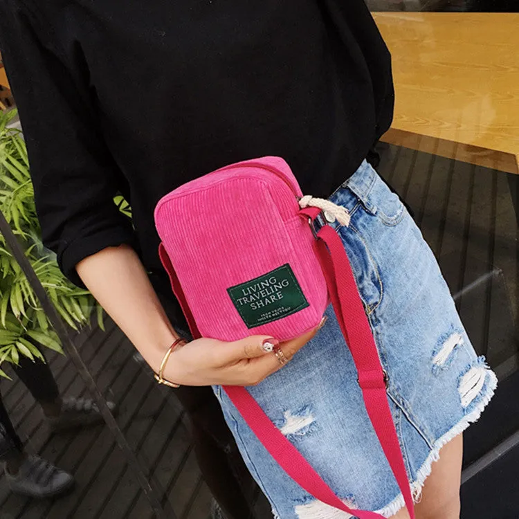 Fashion Stylish Korean Style Simple Corduroy Shoulder Bags