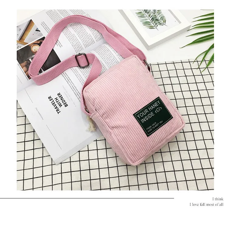 Fashion Stylish Korean Style Simple Corduroy Shoulder Bags