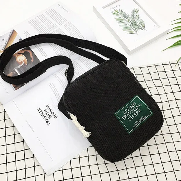 Fashion Stylish Korean Style Simple Corduroy Shoulder Bags
