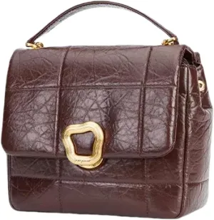 Fashionable Plaid Chain Shoulder Bag for Women Premium Cowhide Leather with Wonton Lock - Versatile Crossbody Purse
