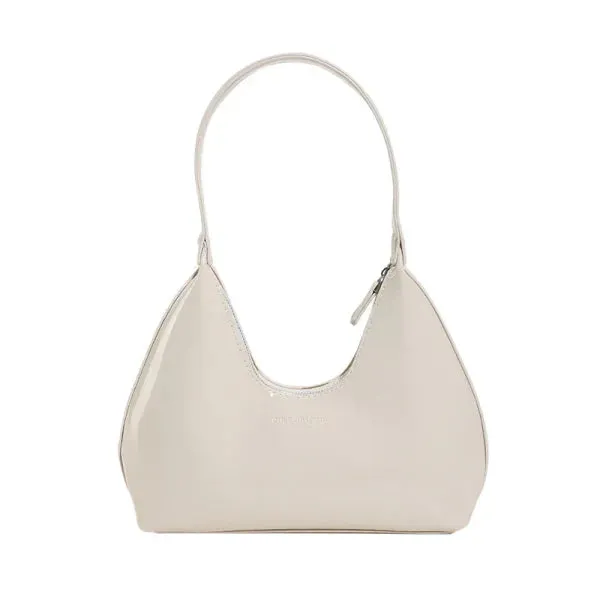 Fashionable Shoulder Bags for Women – Designer Solid Color Patent Leather Crescent Handbag