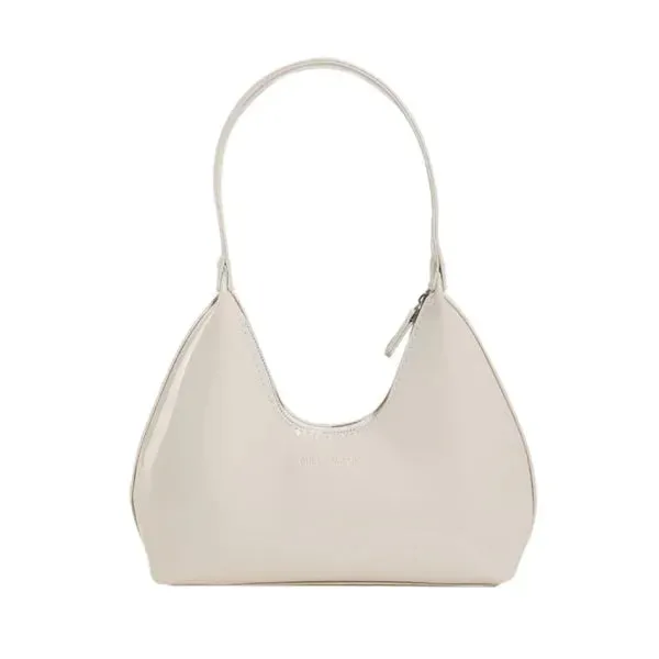 Fashionable Shoulder Bags for Women – Designer Solid Color Patent Leather Crescent Handbag