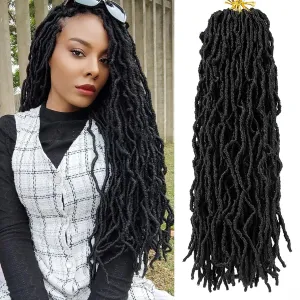 Faux Locs Crochet Hair,24 Inch 6 Packs Soft Locs Crochet Hair,Pre Looped Goddess Faix Locs For Black Women,Pretwisted Wavy Synthetic Locs Crochet Braids (24in,1B#)