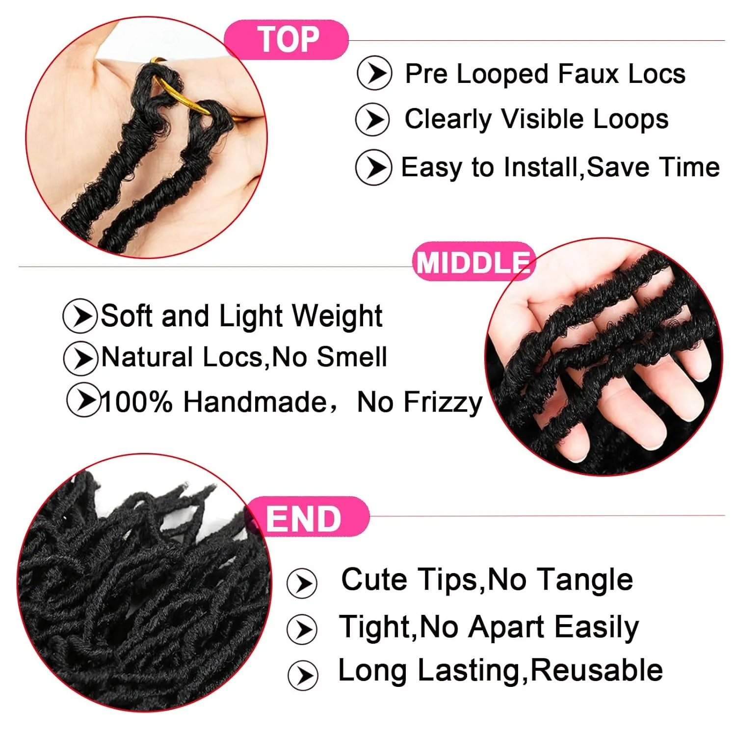 Faux Locs Crochet Hair,24 Inch 6 Packs Soft Locs Crochet Hair,Pre Looped Goddess Faix Locs For Black Women,Pretwisted Wavy Synthetic Locs Crochet Braids (24in,1B#)