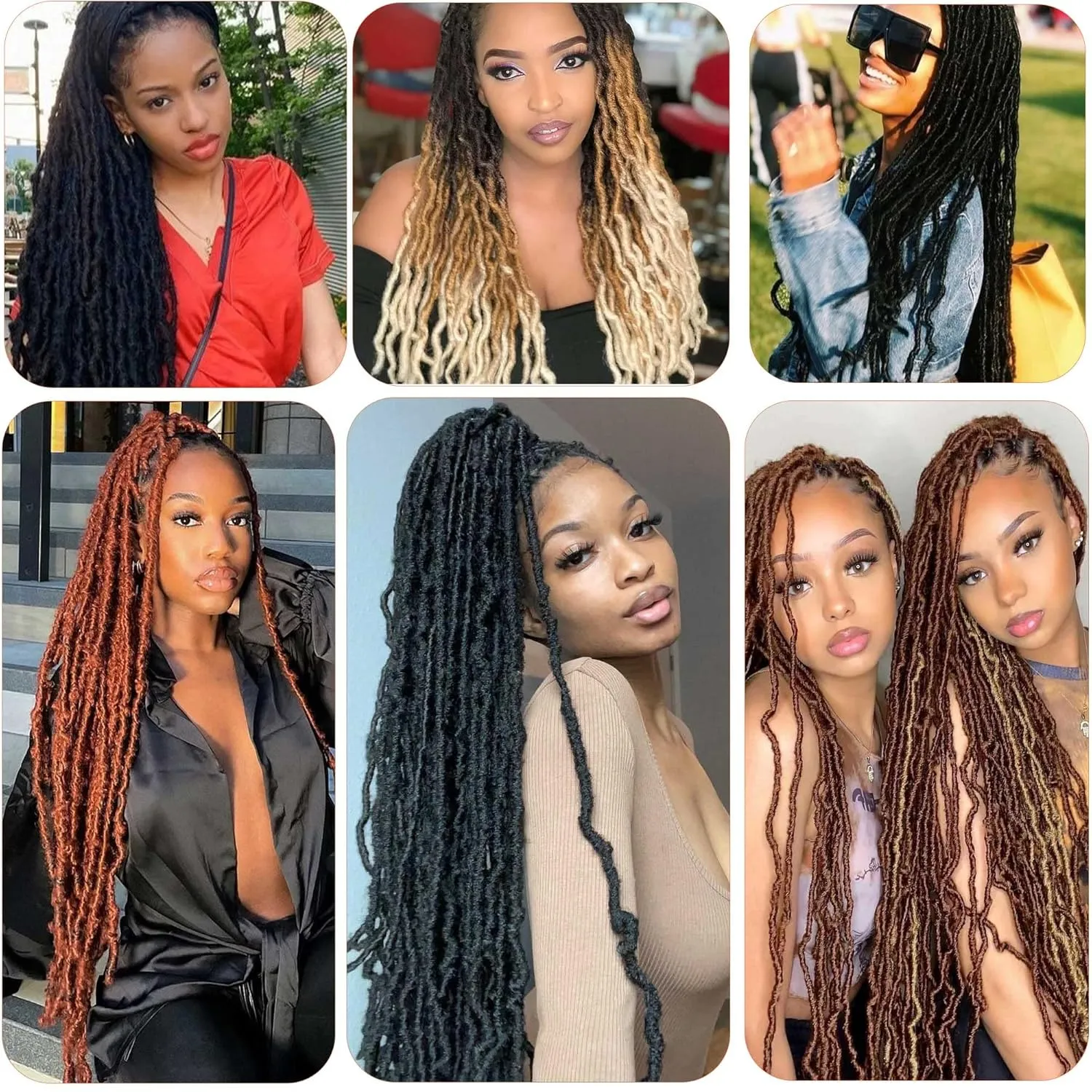 Faux Locs Crochet Hair,24 Inch 6 Packs Soft Locs Crochet Hair,Pre Looped Goddess Faix Locs For Black Women,Pretwisted Wavy Synthetic Locs Crochet Braids (24in,1B#)