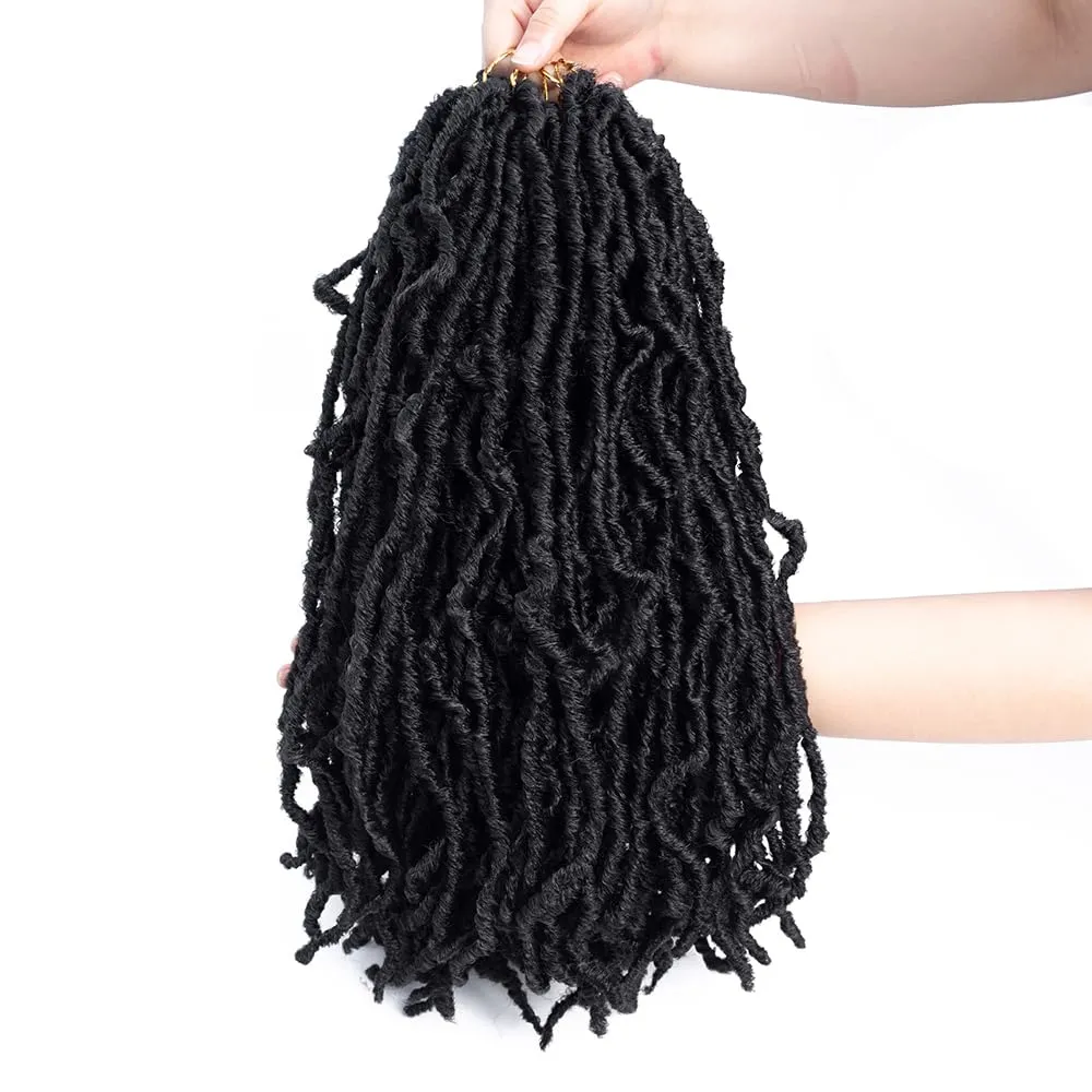 Faux Locs Crochet Hair,24 Inch 6 Packs Soft Locs Crochet Hair,Pre Looped Goddess Faix Locs For Black Women,Pretwisted Wavy Synthetic Locs Crochet Braids (24in,1B#)