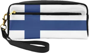 Finnish Flag Small Makeup Bag, Travel Makeup Bag, Cosmetic Bag For Women, Cosmetic Bag Durable Zipper