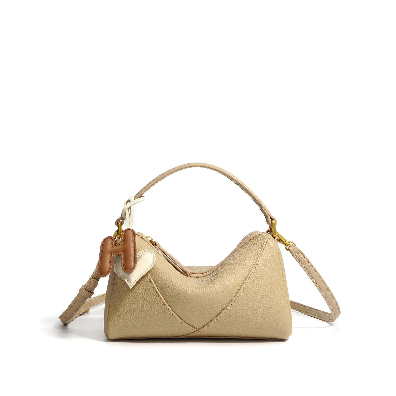 First Layer Cowhide Boston Simple Textured Crossbody Bags