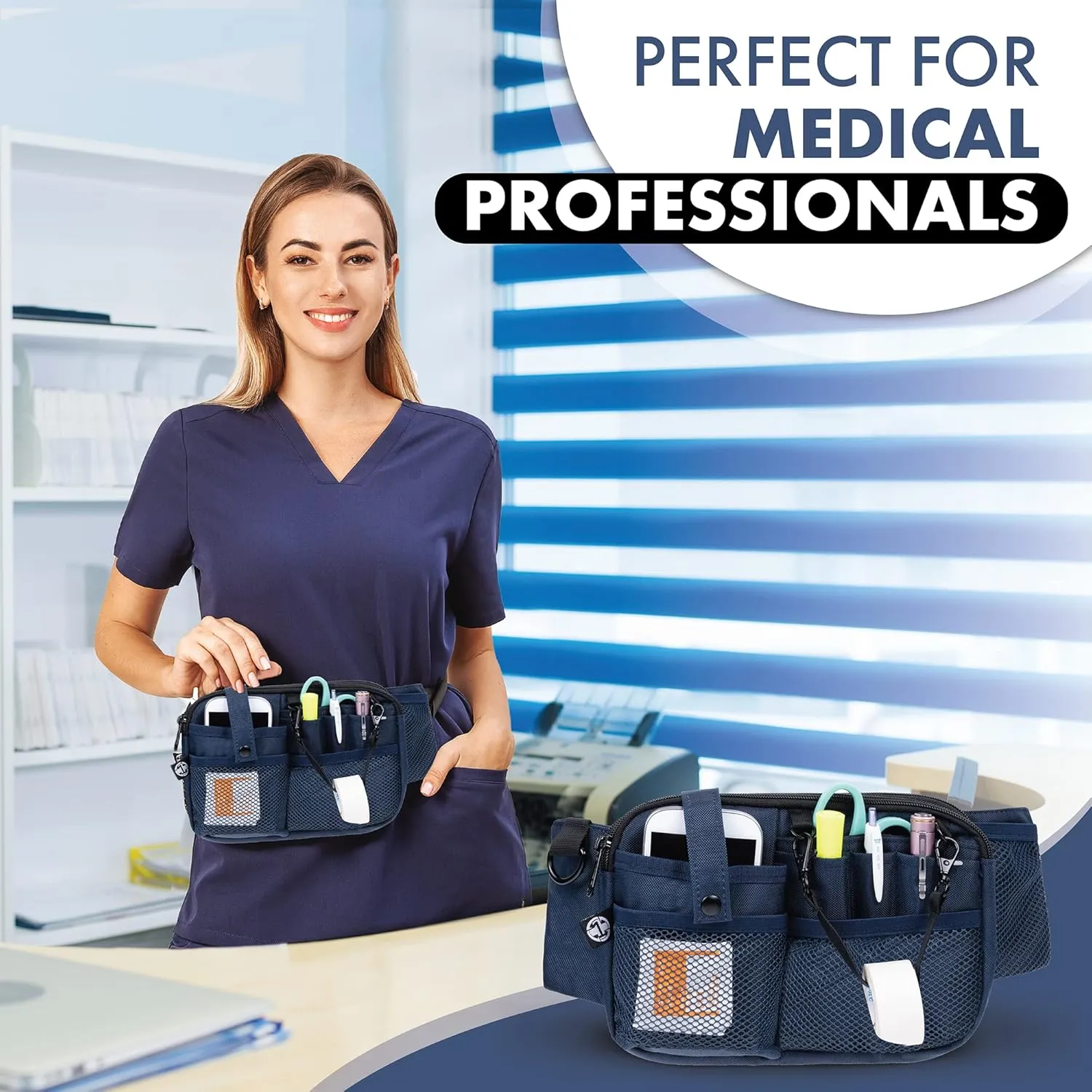 First Lifesaver Nurse Fanny Pack with Multi-Compartment and Tape Holder For Nurses and Nursing Students (Navy)